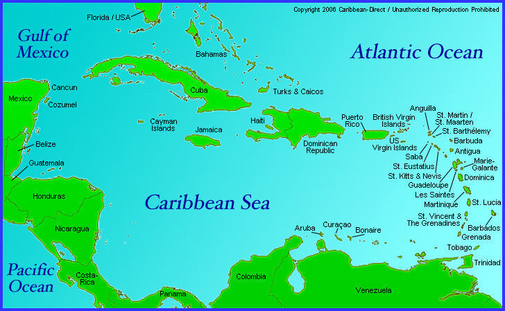 caribbean sea antigua and barbuda map